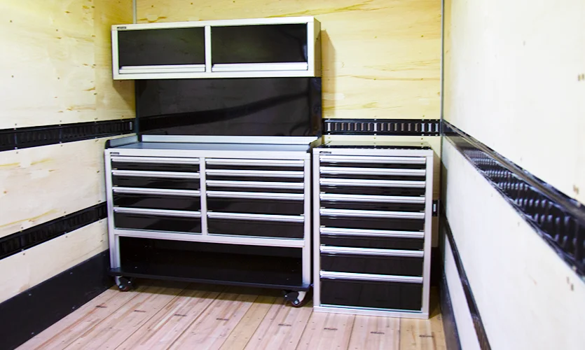 Custom Black Drawer Housing in Box Truck Interior