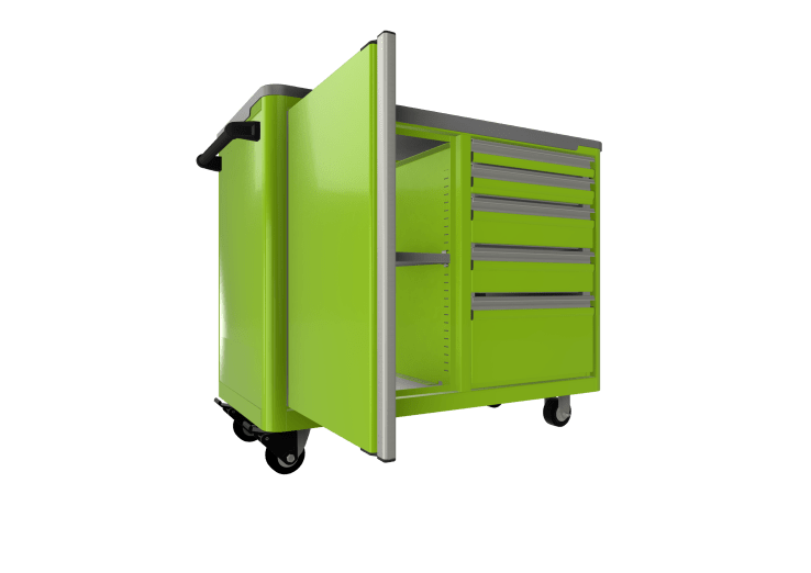 Two Opening Caster Cart w/ MotionLatch® Drawers - Lime Green