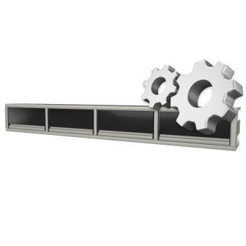 custom black aluminum ctech manufacturing four opening overhead cabinet with flip-up gas strut assisted latching doors