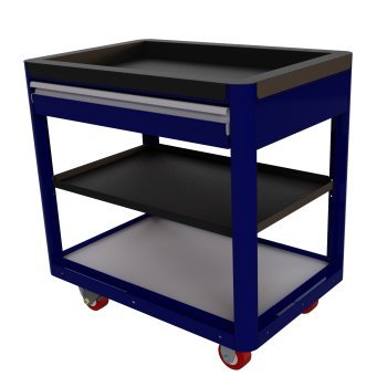 standard aluminum ctech manufacturing service cart with latching top drawer and fixed lower shelf with removable top tray